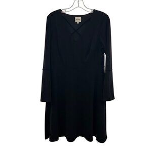 Ashley Graham Beyond Long Bell Sleeve A-Line Dress Black Size 10 Knee Length